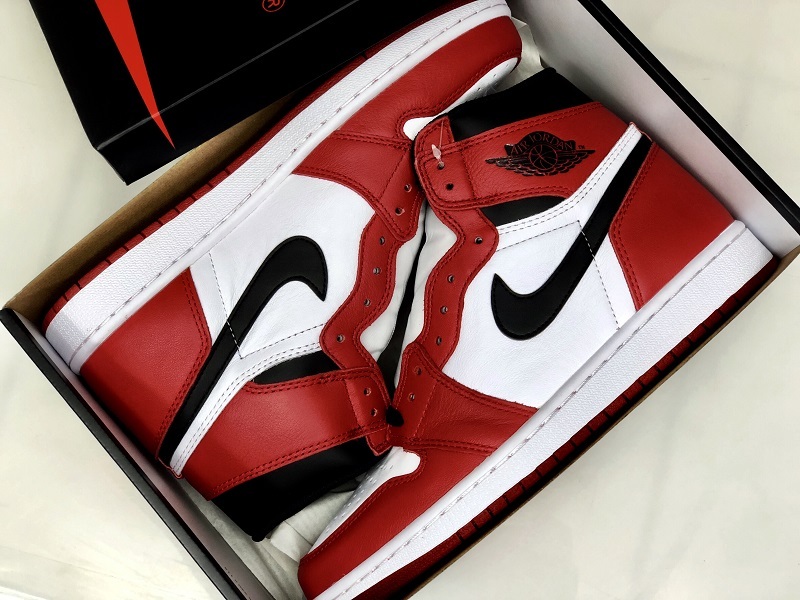 Hupu Air Jordan 1 Retro High Og Chicago White/Black-Varsity Red 15