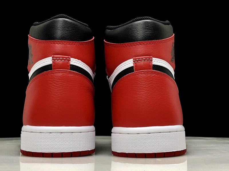 Hupu Air Jordan 1 Retro High Og Black Toe White/Black-Gym Red 7