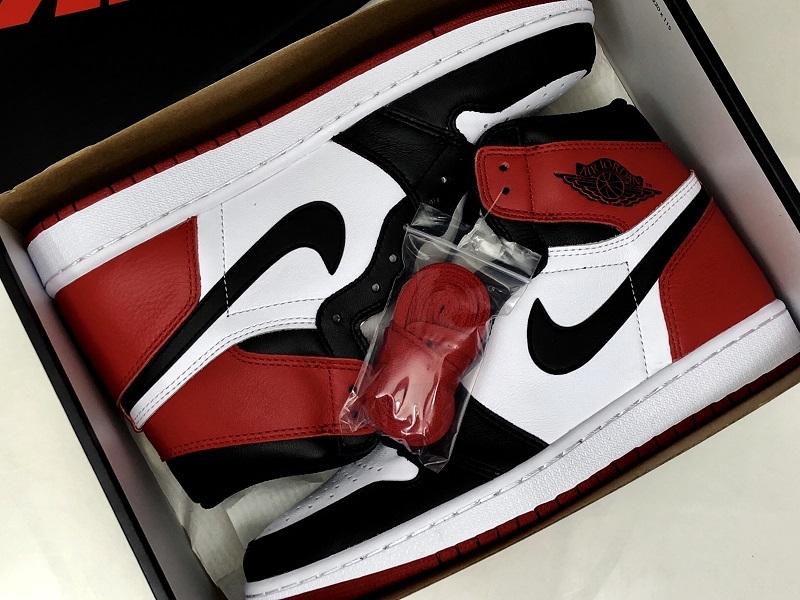 Hupu Air Jordan 1 Retro High Og Black Toe White/Black-Gym Red 9