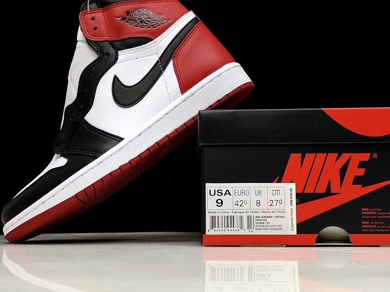 Hupu Air Jordan 1 Retro High Og Black Toe White/Black-Gym Red 13