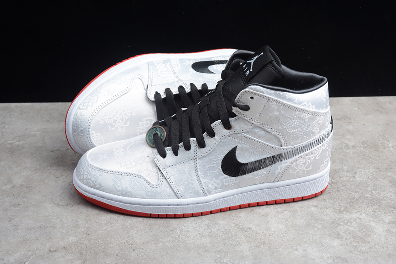 Cj Clot X Air Jordan 1 Mid Fearless White/Black-Red 7