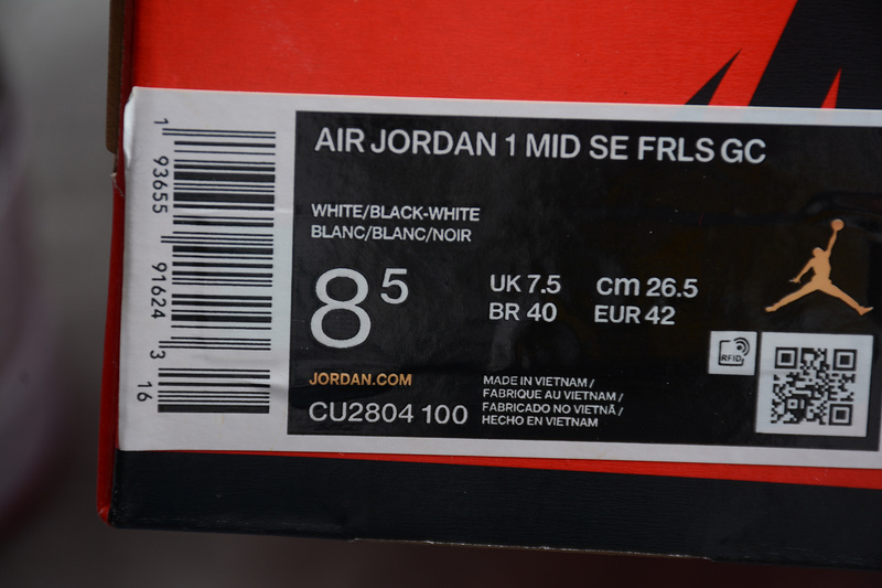 Cj Clot X Air Jordan 1 Mid Fearless White/Black-Red 9