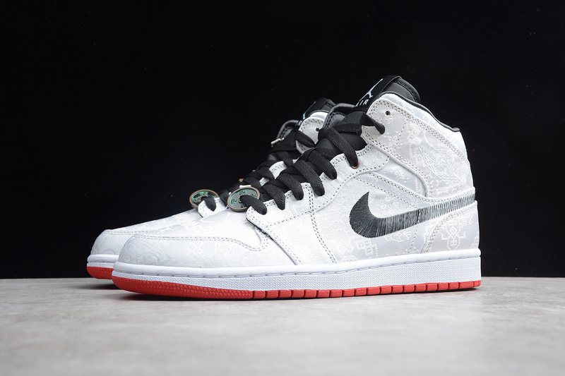 Cj Clot X Air Jordan 1 Mid Fearless White/Black-Red 13