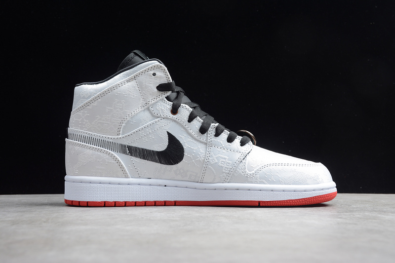 Cj Clot X Air Jordan 1 Mid Fearless White/Black-Red 27