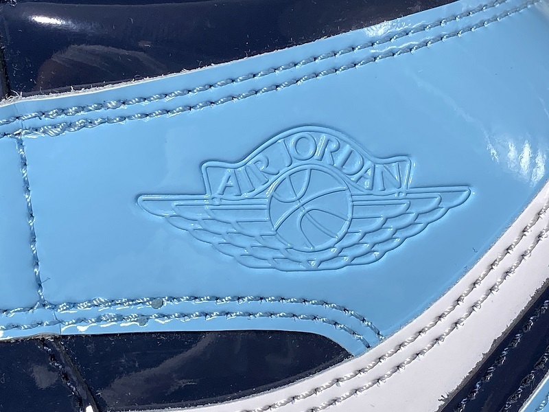 Get Air Jordan 1 High Og Unc Patent Leather Obsidian/Blue/White 9