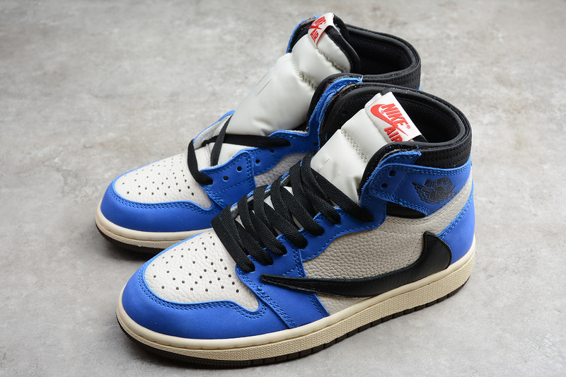 Gz Air Jordan 1 High Og Ts Sail/Black-Blue 17