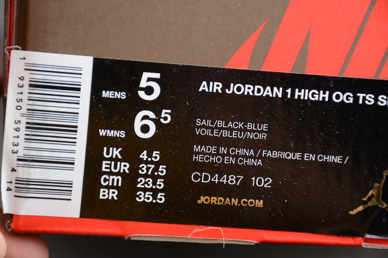 Gz Air Jordan 1 High Og Ts Sail/Black-Blue 19