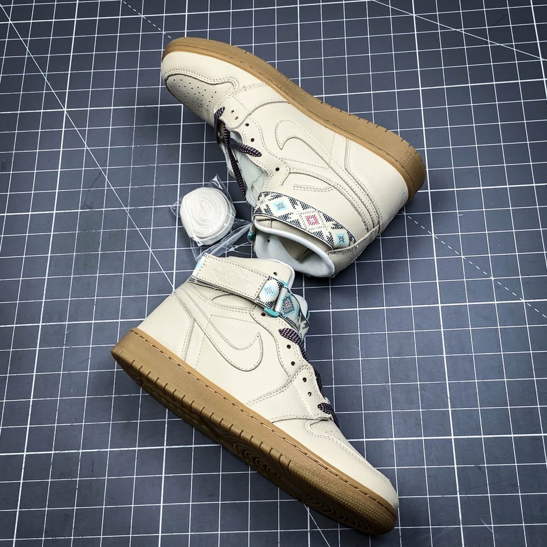 Air Jordan 1 Retro High Strap N7 Light Cream/Gum Yellow-Emerald 11