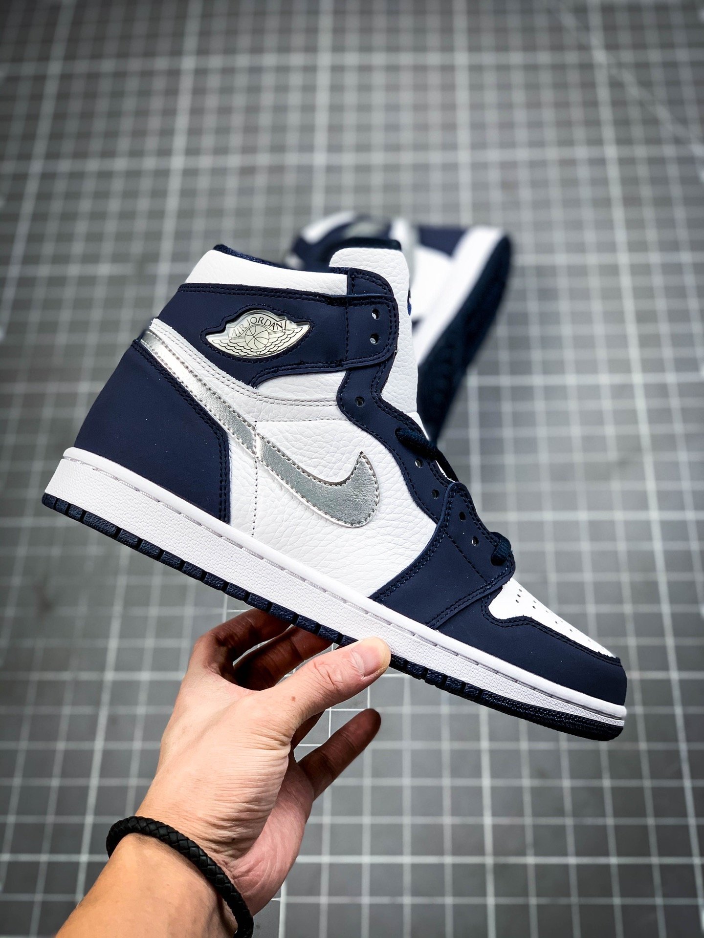 Air Jordan 1 High Og Co.Jp White/Midnight Navy-Metallic Silver 13