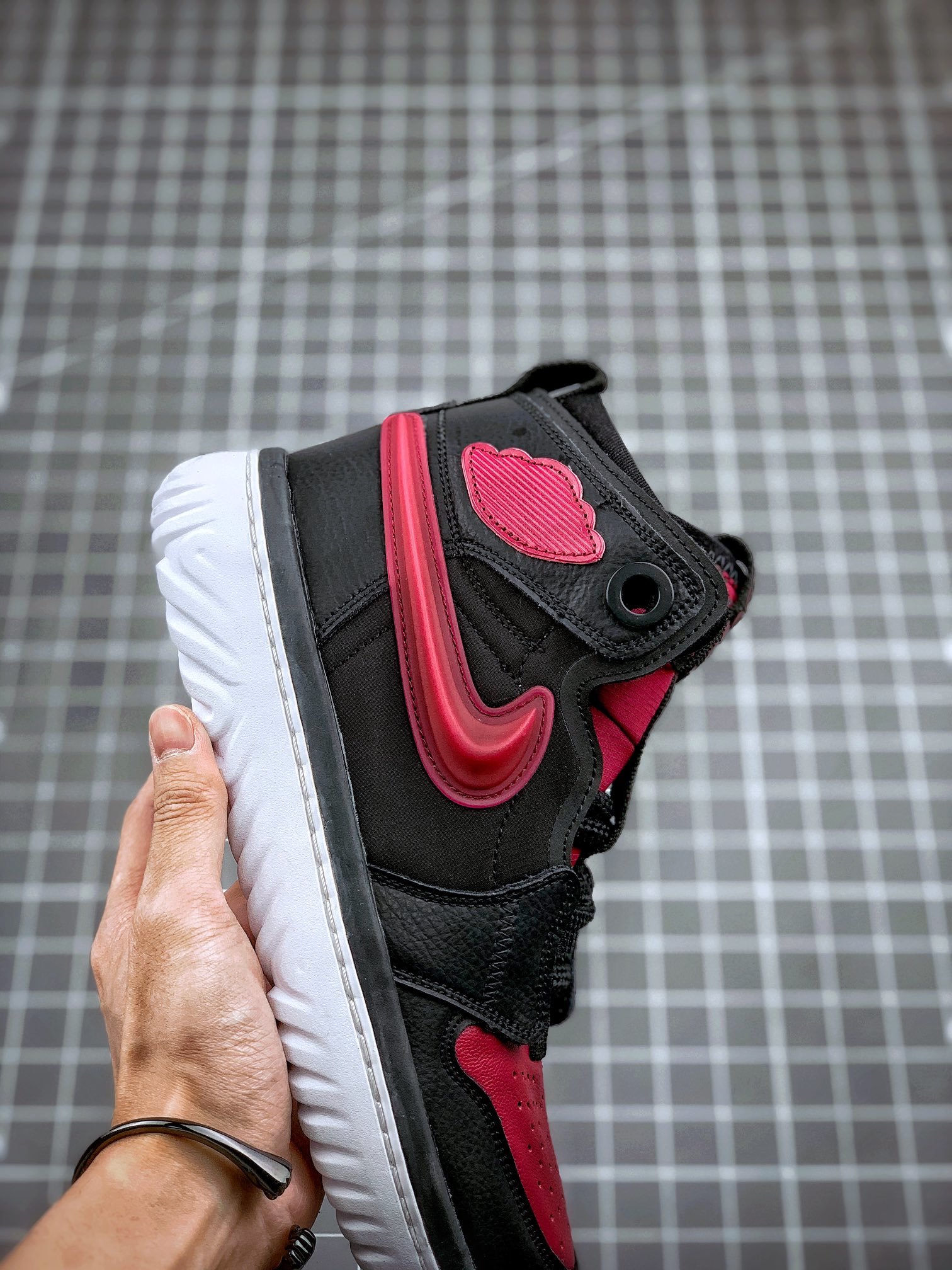 Air Jordan 1 High React Black/White-Noble Red 3