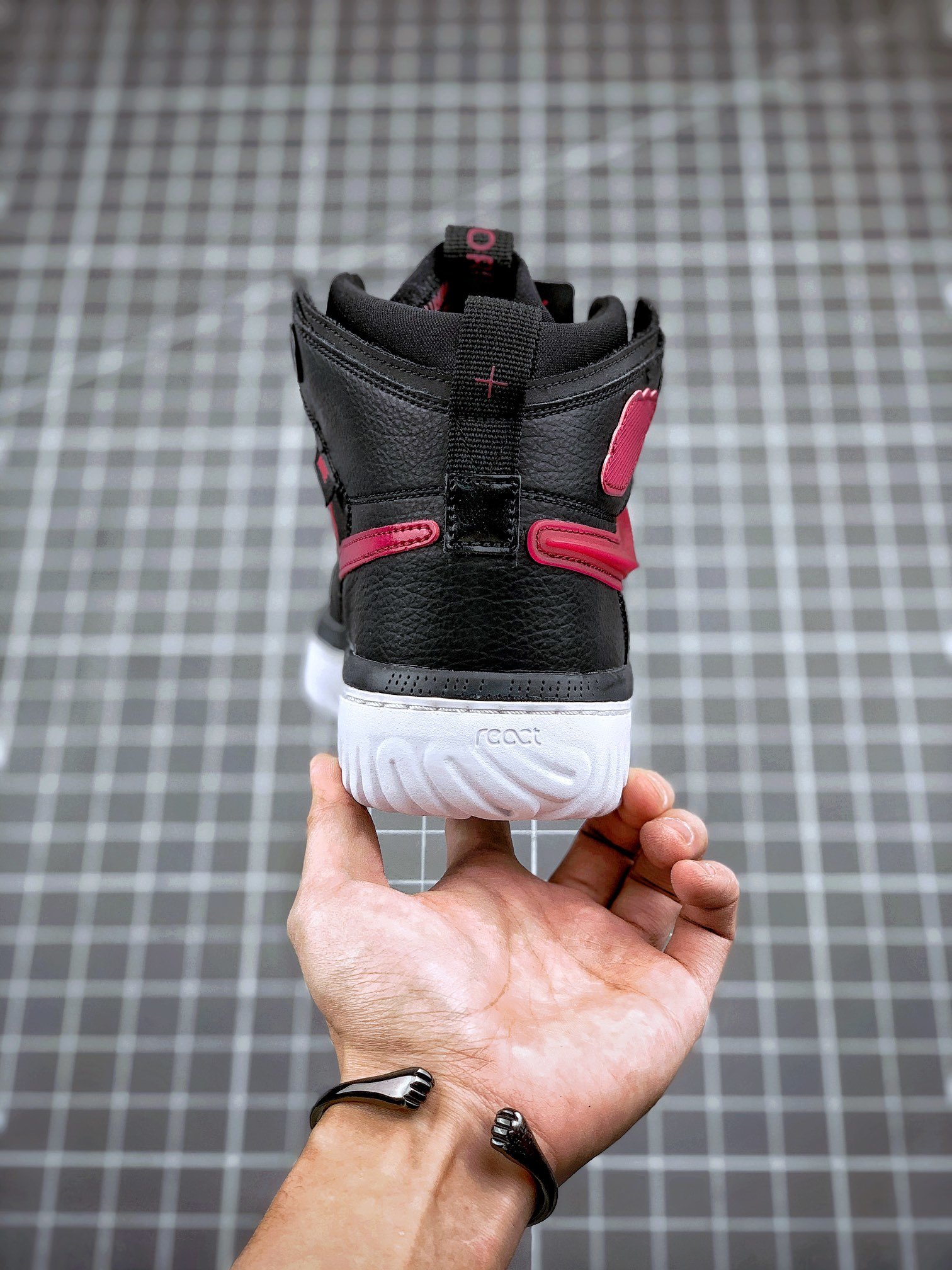 Air Jordan 1 High React Black/White-Noble Red 7