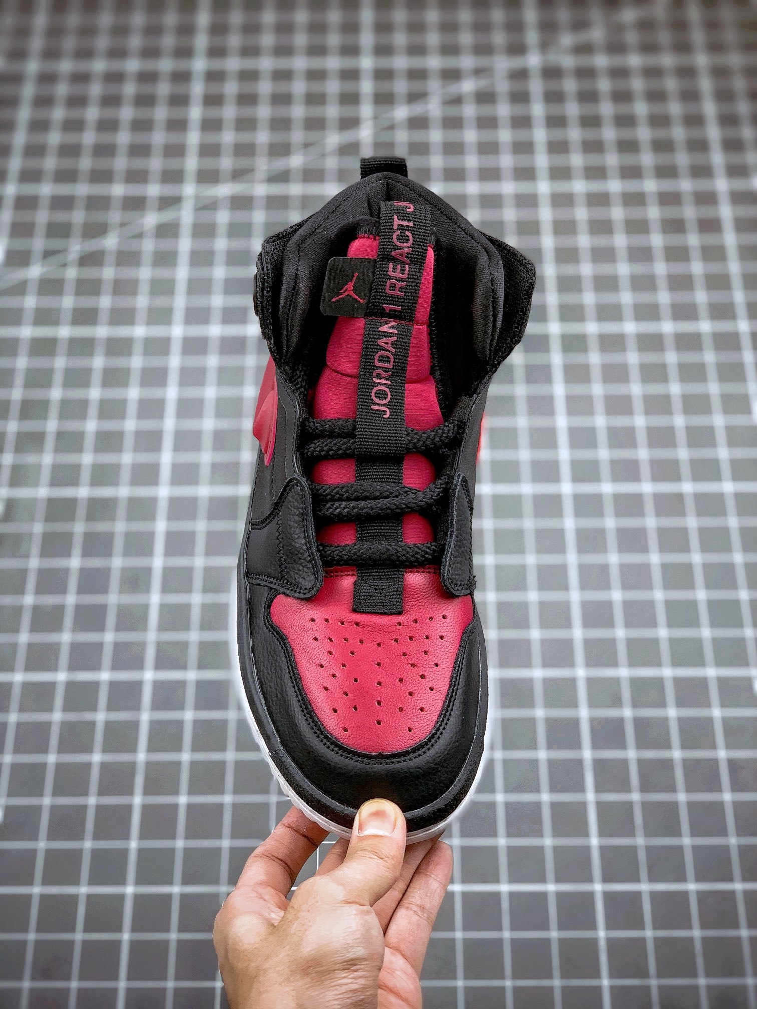 Air Jordan 1 High React Black/White-Noble Red 13