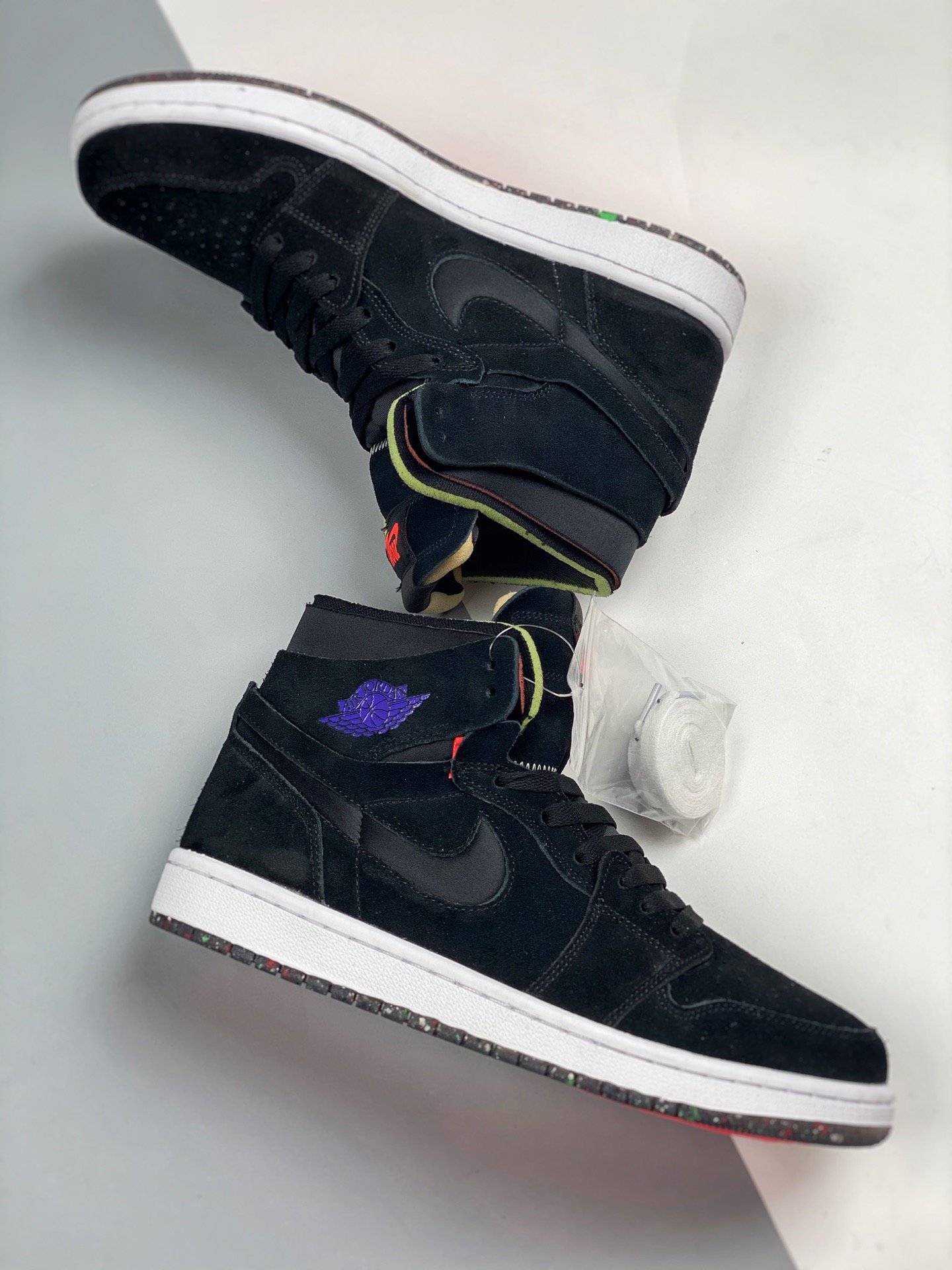 Air Jordan 1 Zoom High Black/Court Purple/Hot Punch/Green Glow 3