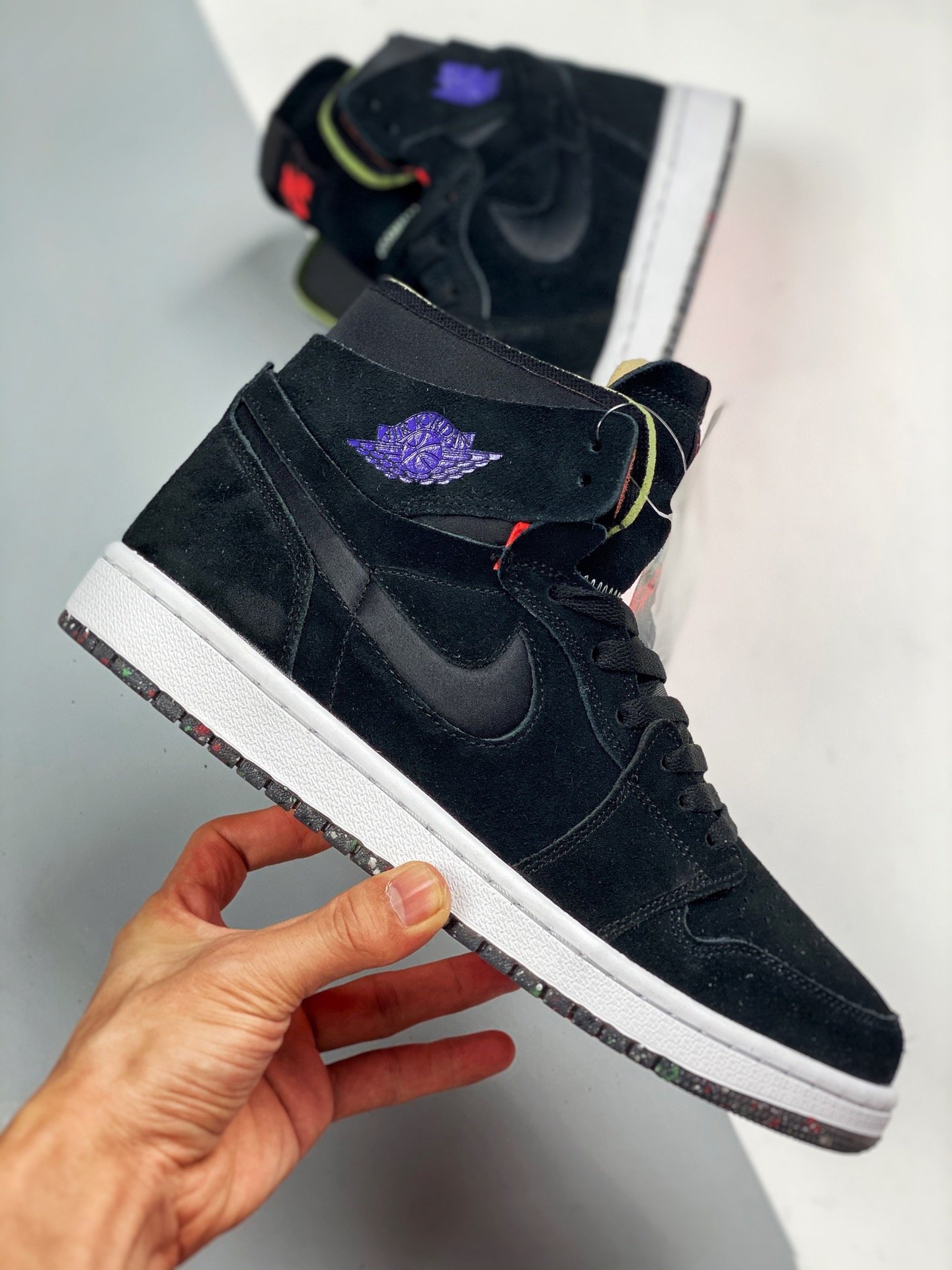 Air Jordan 1 Zoom High Black/Court Purple/Hot Punch/Green Glow 9