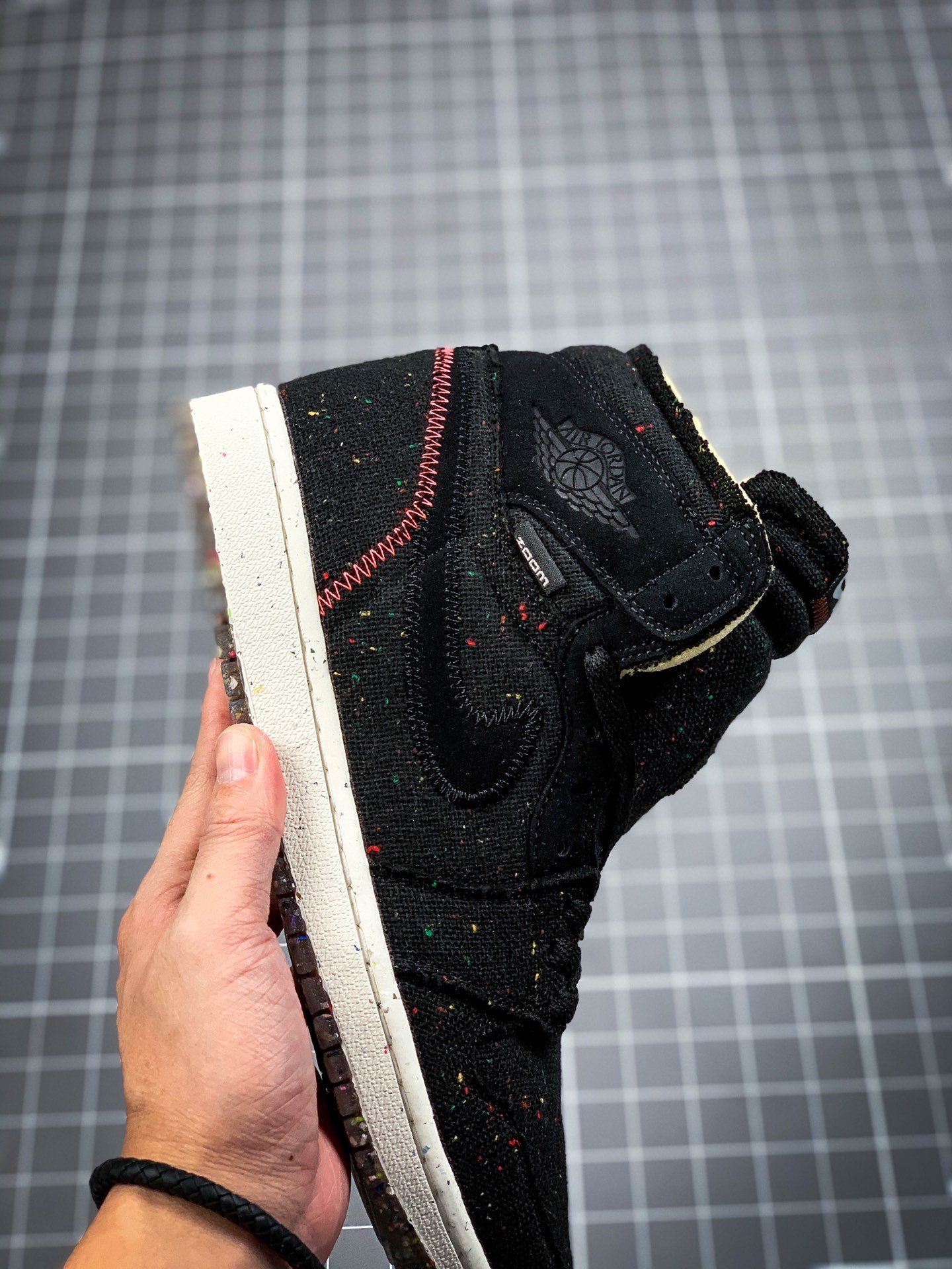 Air Jordan 1 High Zoom Crater Black/Wolf Grey-Flash Crimson 9