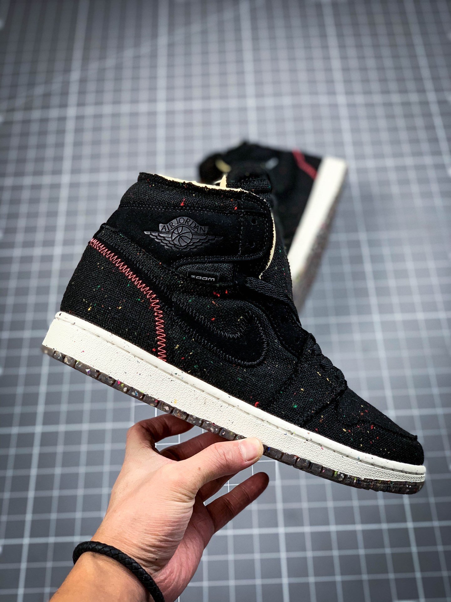 Air Jordan 1 High Zoom Crater Black/Wolf Grey-Flash Crimson 17