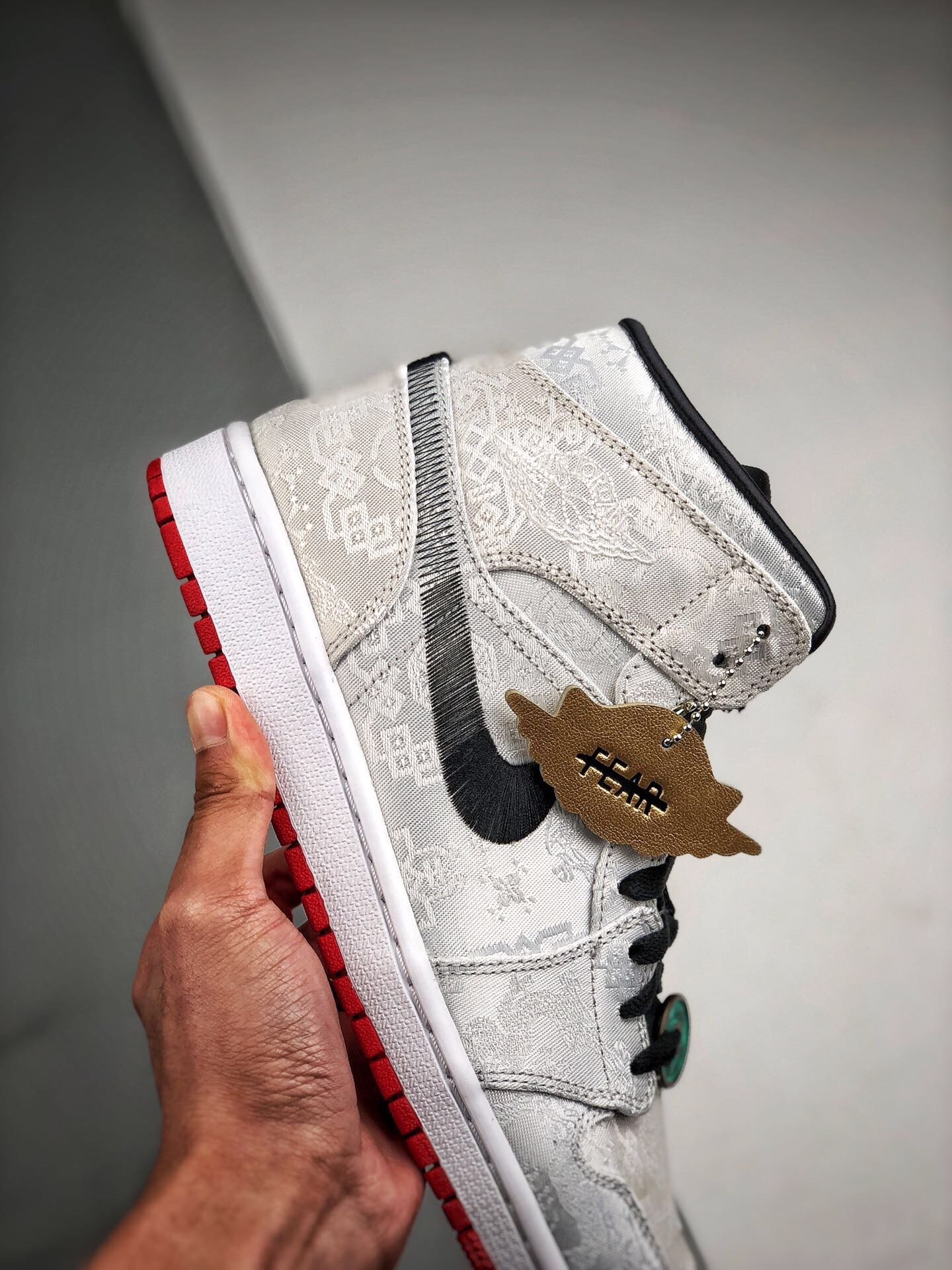 Clot X Air Jordan 1 Mid Fearless Silver/Black-Red 11