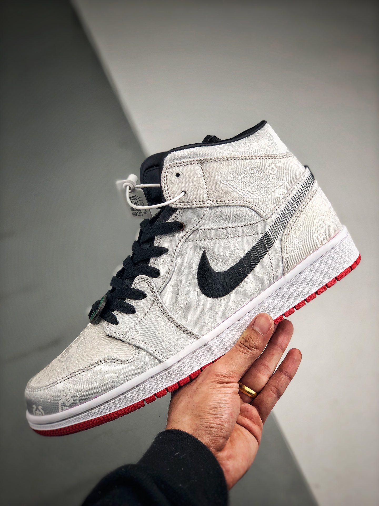 Clot X Air Jordan 1 Mid Fearless Silver/Black-Red 15