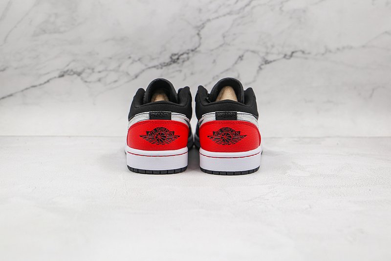 Air Jordan 1 Low Brushstroke Swoosh Black/Red/White 5