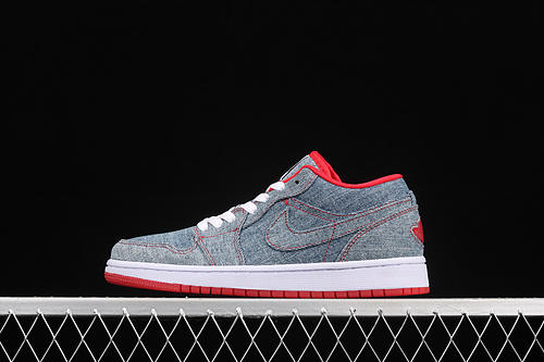 Air Jordan Retro 1 Low Denim/White-Sport Red 3