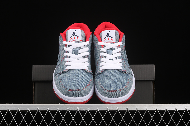 Air Jordan Retro 1 Low Denim/White-Sport Red 9