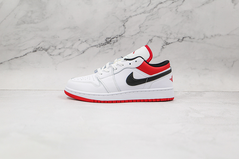 Air Jordan 1 Low Gs White/Gym Red/Black 3