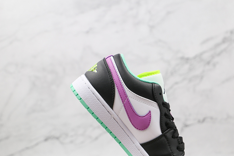 Air Jordan 1 Low Gs White/Black/Green Glow/Violet Shock 13