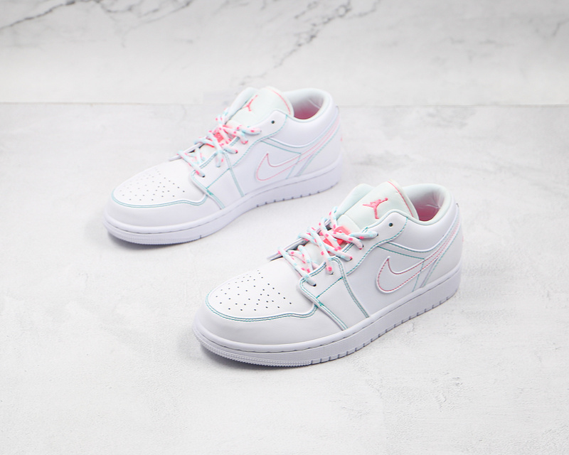 Air Jordan 1 Low Gs White/White/Aurora Green/Soar 3