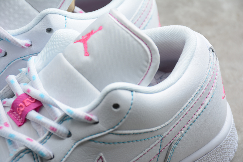 Air Jordan 1 Low Gs White/White-Aurora Green-Soar 5