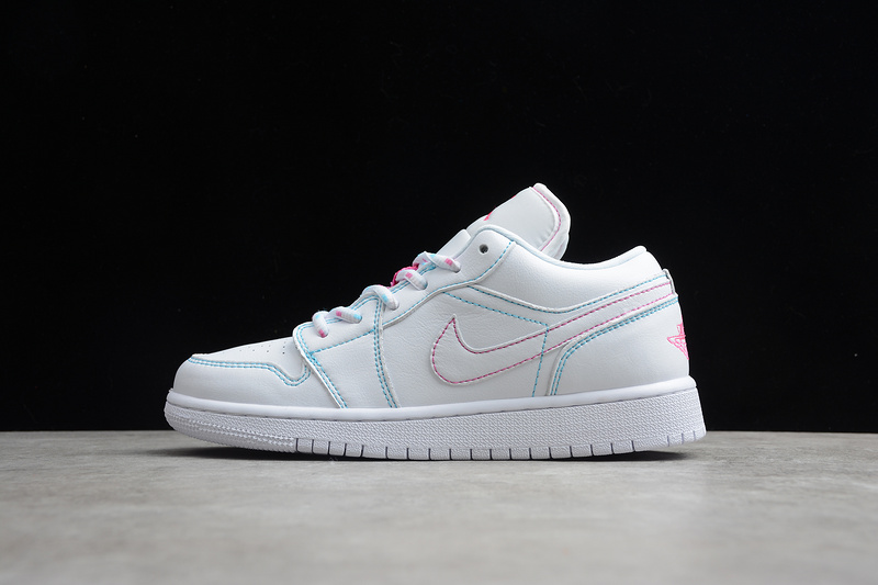 Air Jordan 1 Low Gs White/White-Aurora Green-Soar 17