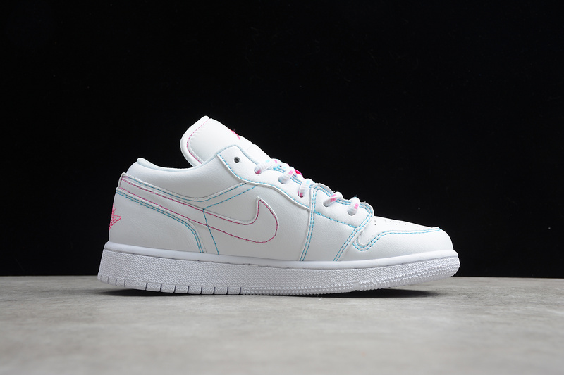 Air Jordan 1 Low Gs White/White-Aurora Green-Soar 21