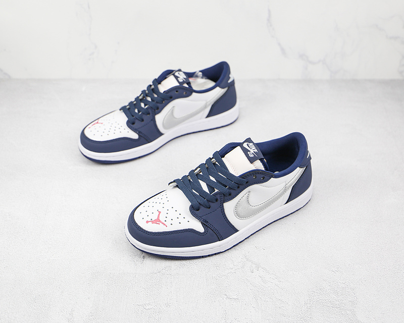 Eric Koston X Air Jordan 1 Low Sb Midnight Navy/White-Ember Glow-Metallic Silver 9