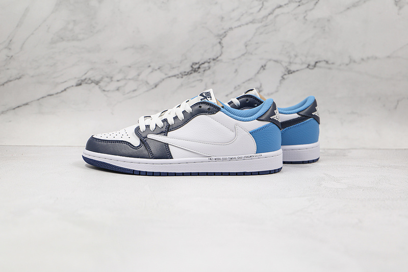 Travis Scott X Fragment Design X Air Jordan 1 Low White/Navy Blue/Blue 3