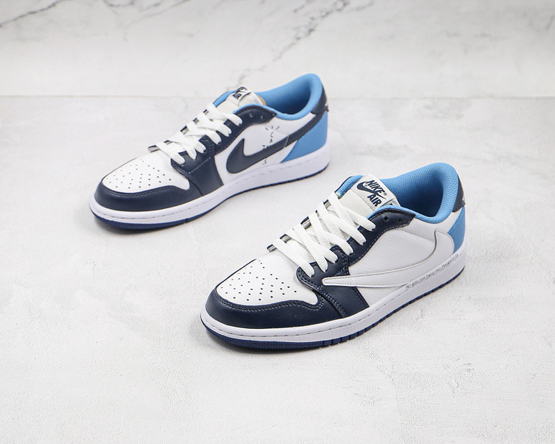 Travis Scott X Fragment Design X Air Jordan 1 Low White/Navy Blue/Blue 5