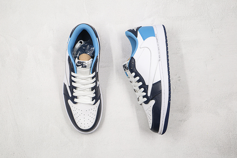 Travis Scott X Fragment Design X Air Jordan 1 Low White/Navy Blue/Blue 7