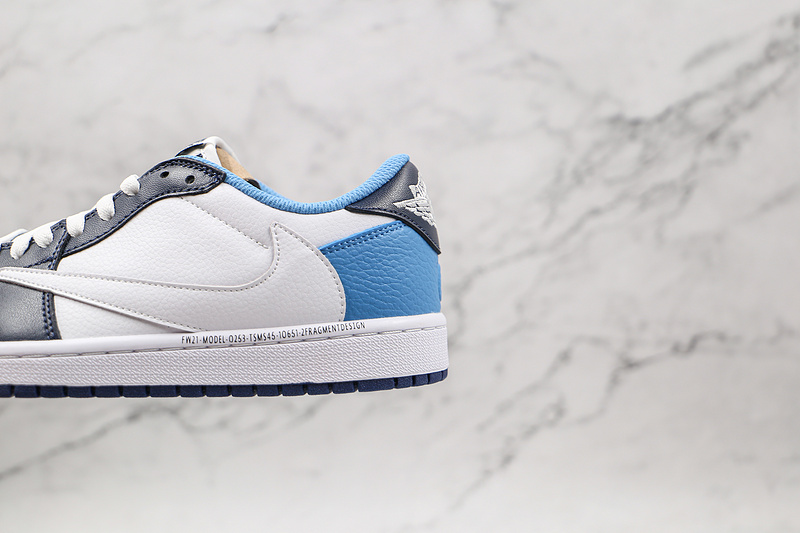 Travis Scott X Fragment Design X Air Jordan 1 Low White/Navy Blue/Blue 15