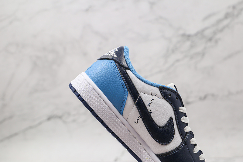 Travis Scott X Fragment Design X Air Jordan 1 Low White/Navy Blue/Blue 19