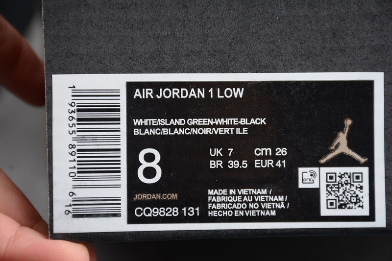 Gz Air Jordan 1 Low White/Black-Island Green 3