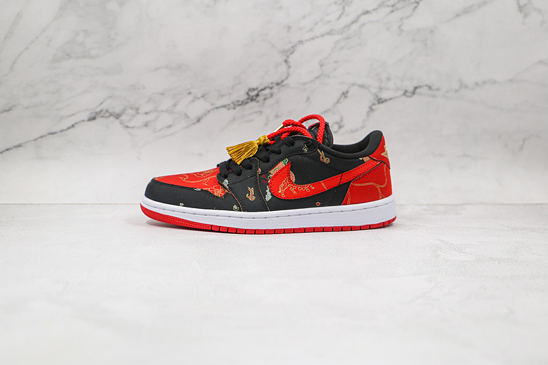 Air Jordan 1 Low Og Chinese New Year Black/University Red-Metallic Gold-White 13