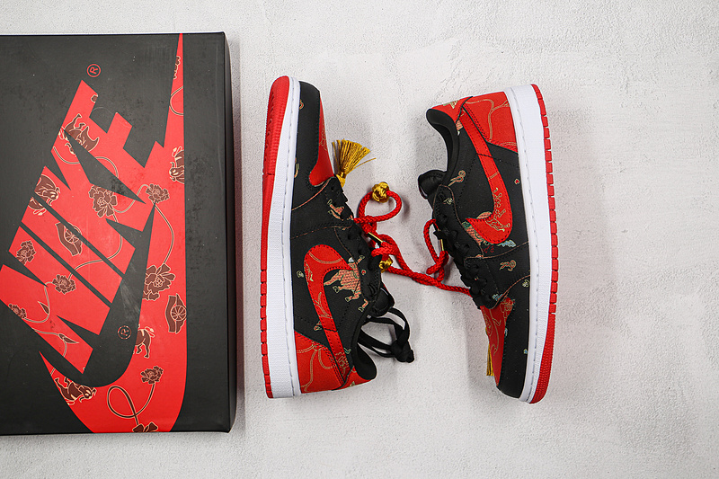 Air Jordan 1 Low Og Chinese New Year Black/University Red-Metallic Gold-White 17