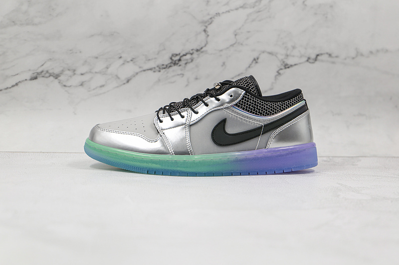 Air Jordan 1 Low Se White/Multi-Color/Metallic Silver/Black 7