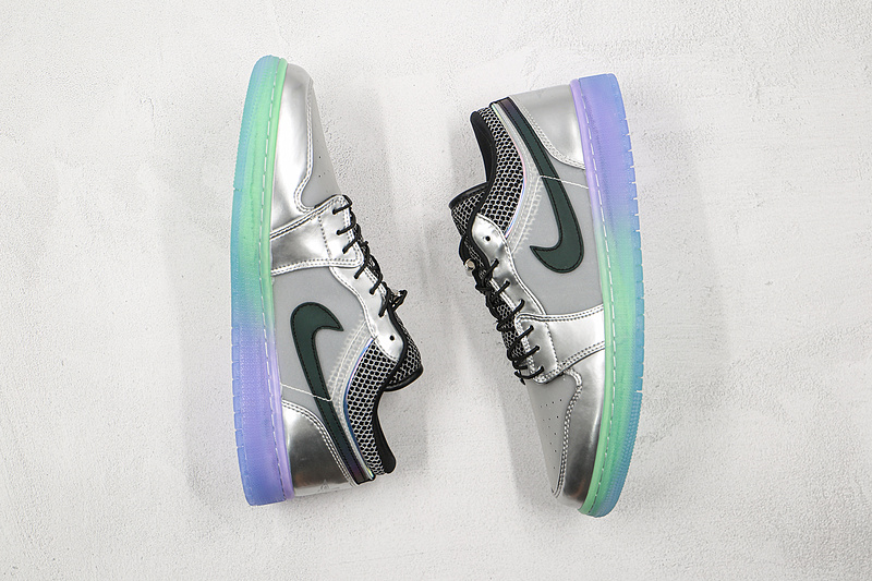 Air Jordan 1 Low Se White/Multi-Color/Metallic Silver/Black 13