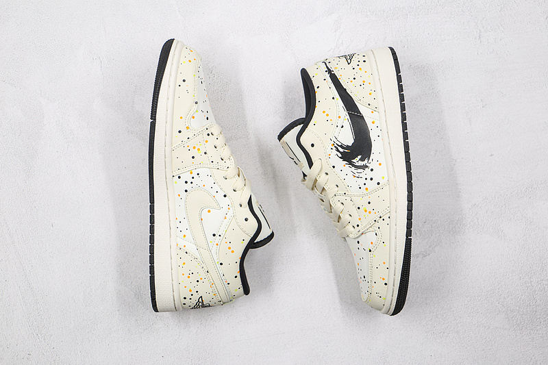 Air Jordan 1 Low Paint Splatter Beige/Beige/Black 7