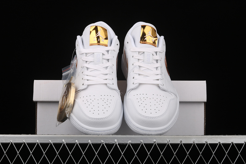 Air Jordan 1 Retro Low White/White/Metallic Gold 15