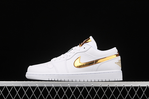 Air Jordan 1 Retro Low White/White/Metallic Gold 29