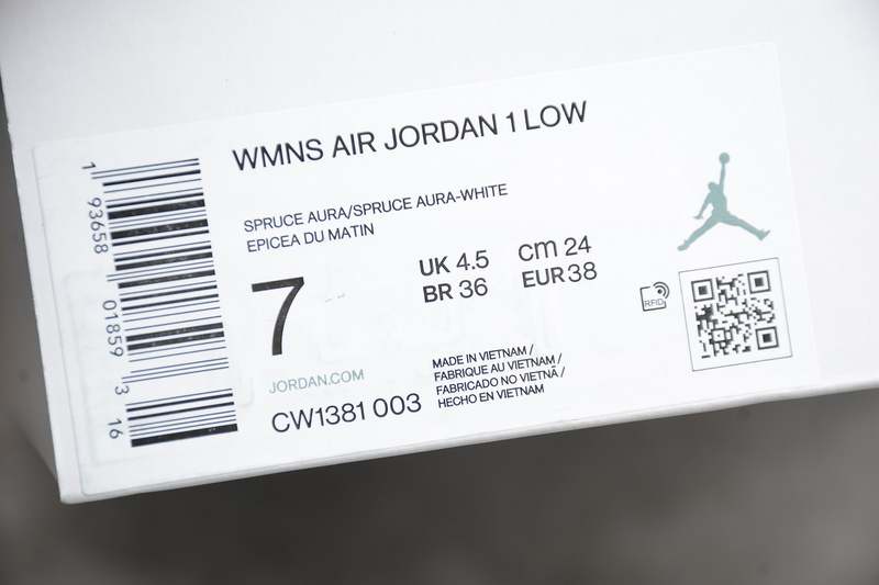 Air Jordan 1 Low White/Spruce Aura-Spruce Aura 7