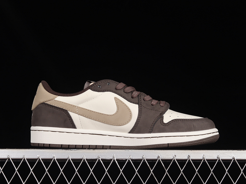 Fragment Design X Travis Scott X Air Jordan 1 Retro Low White/Brown/Khaki 19