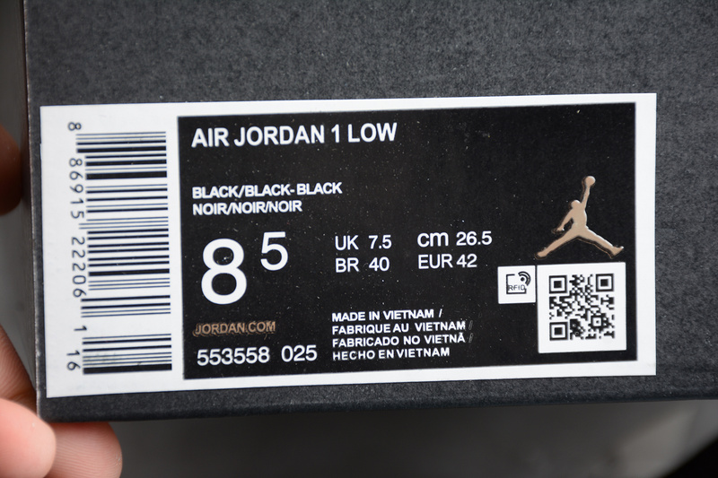 Gz Air Jordan 1 Retro Low Black/Black/Black 31