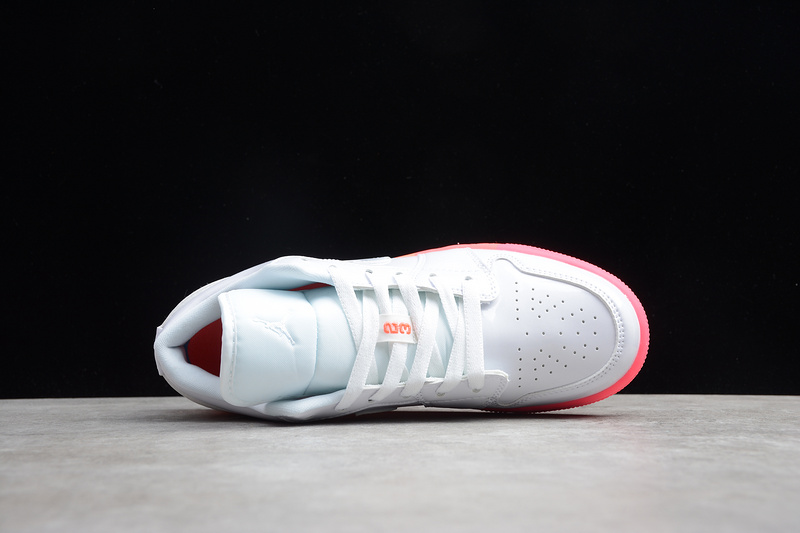 Gz Air Jordan 1 Low Gs White/Bright Crimson-Bright Mango 9