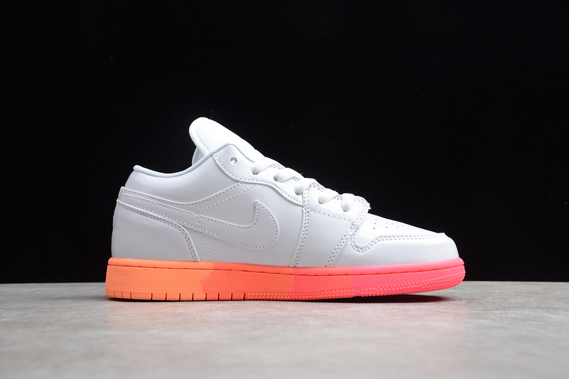 Gz Air Jordan 1 Low Gs White/Bright Crimson-Bright Mango 25